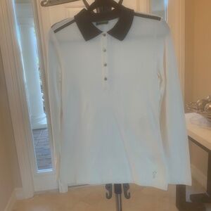 Golfino Ivory/Navy Blue Polo Golf Top sz 8